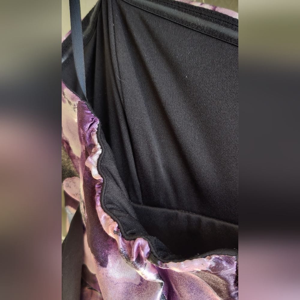 BCX Strapless Juniors Dress in Purple and Black Floral Size 3 - Picture 12 of 14